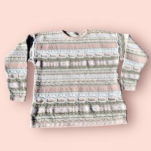Vintage Coogi Style Pink Crewneck style Pullover Striped Sweater